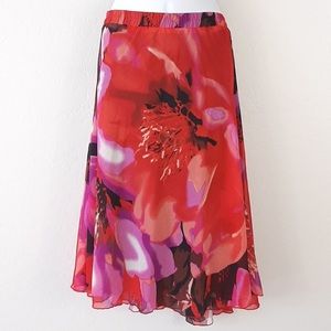 LANE BRYANT Red Purple Floral Print Skirt Size 18